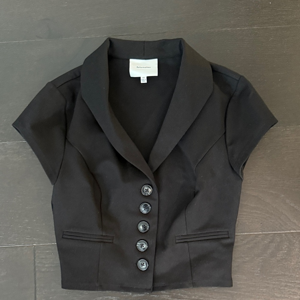 Reformation Black Short Sleeve Blazer